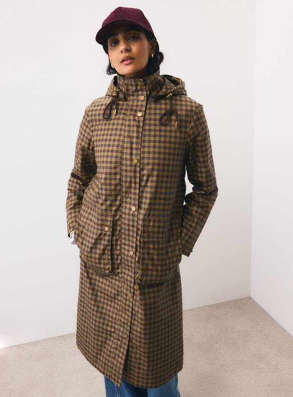 Shower Resistant Houndstooth Hooded Parka XL